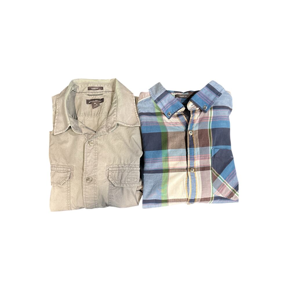 Eddie Bauer button up cotton short sleeve shirts lot of 2 men’s medium